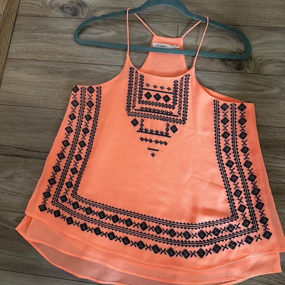 Embroidered Orange Women's Top